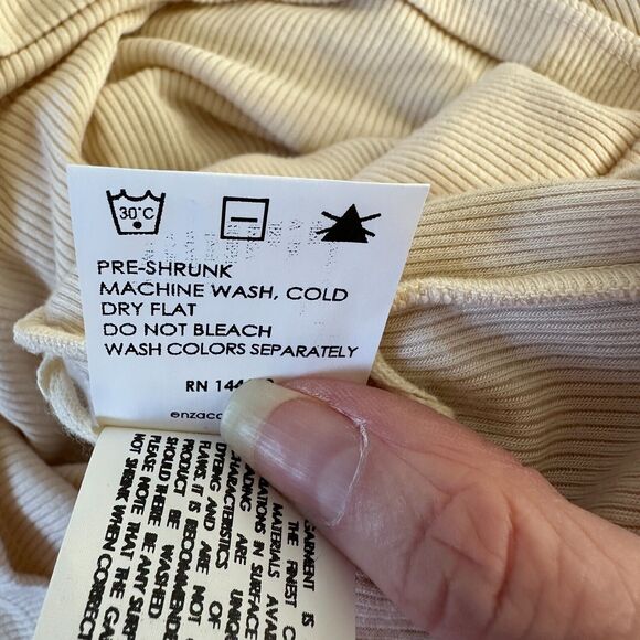 Enza Costa Sexy Cream One Shoulder Spaghetti Strap Ribbed Bodycon Mini Med - Picture 8 of 11